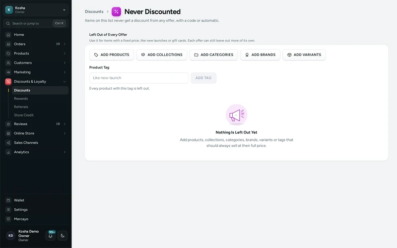 An offer being set up