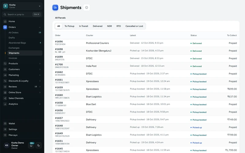 Shipments and their tracking