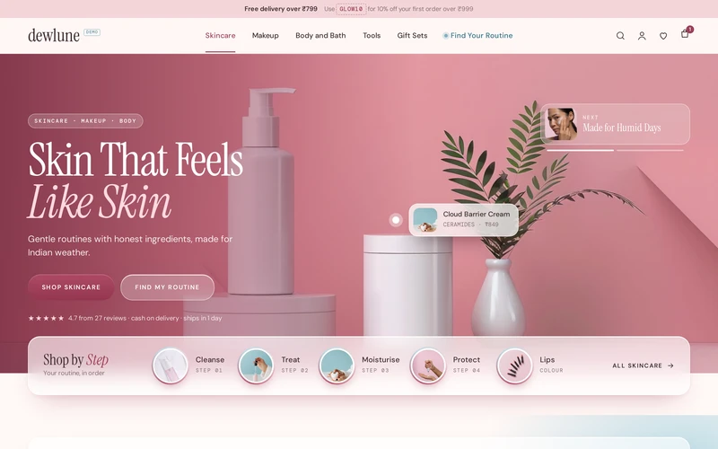 Dewlune's home page on a computer