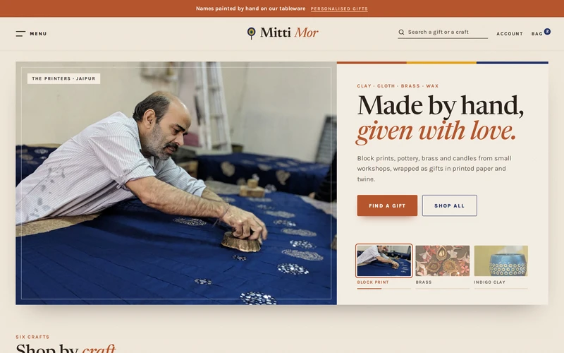 Mitti Mor's home page on a computer