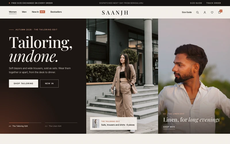 Saanjh's home page on a computer