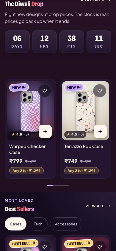 A row of products with its progress line on a phone, on Kosha, a demo store on Mercayo.