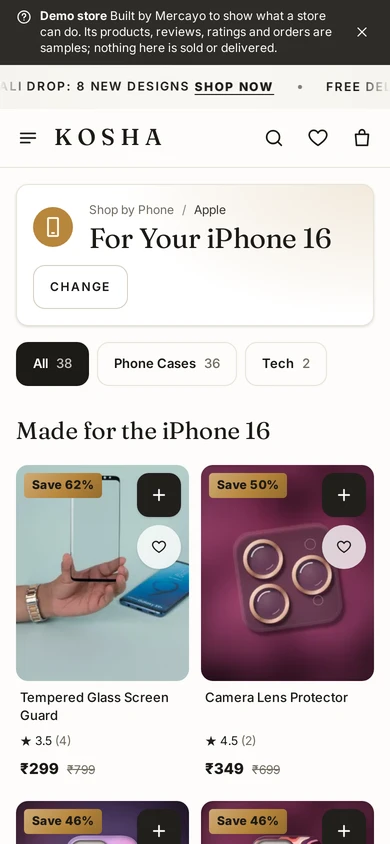 What fits one phone model, made-for first, on a phone, on Kosha, a demo store on Mercayo.