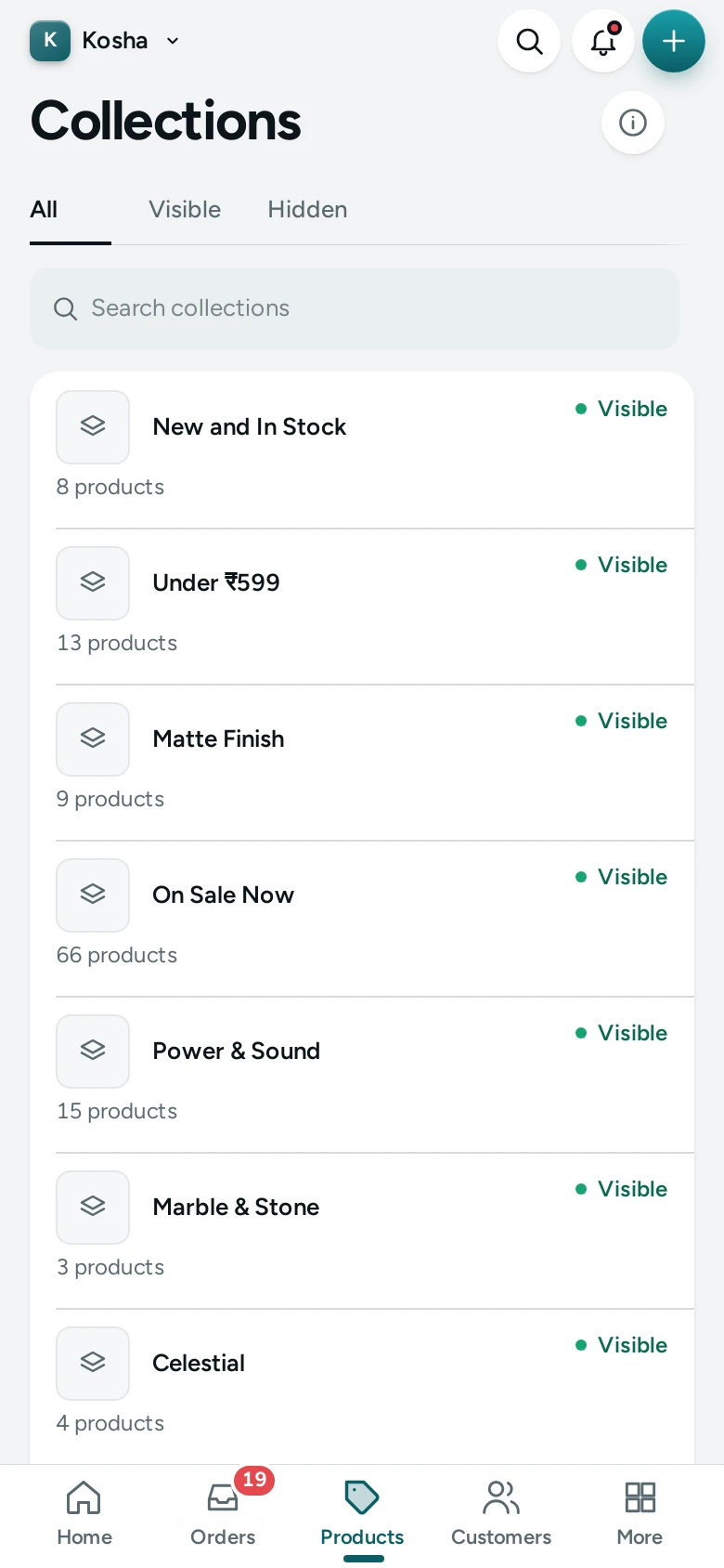Collections on a phone