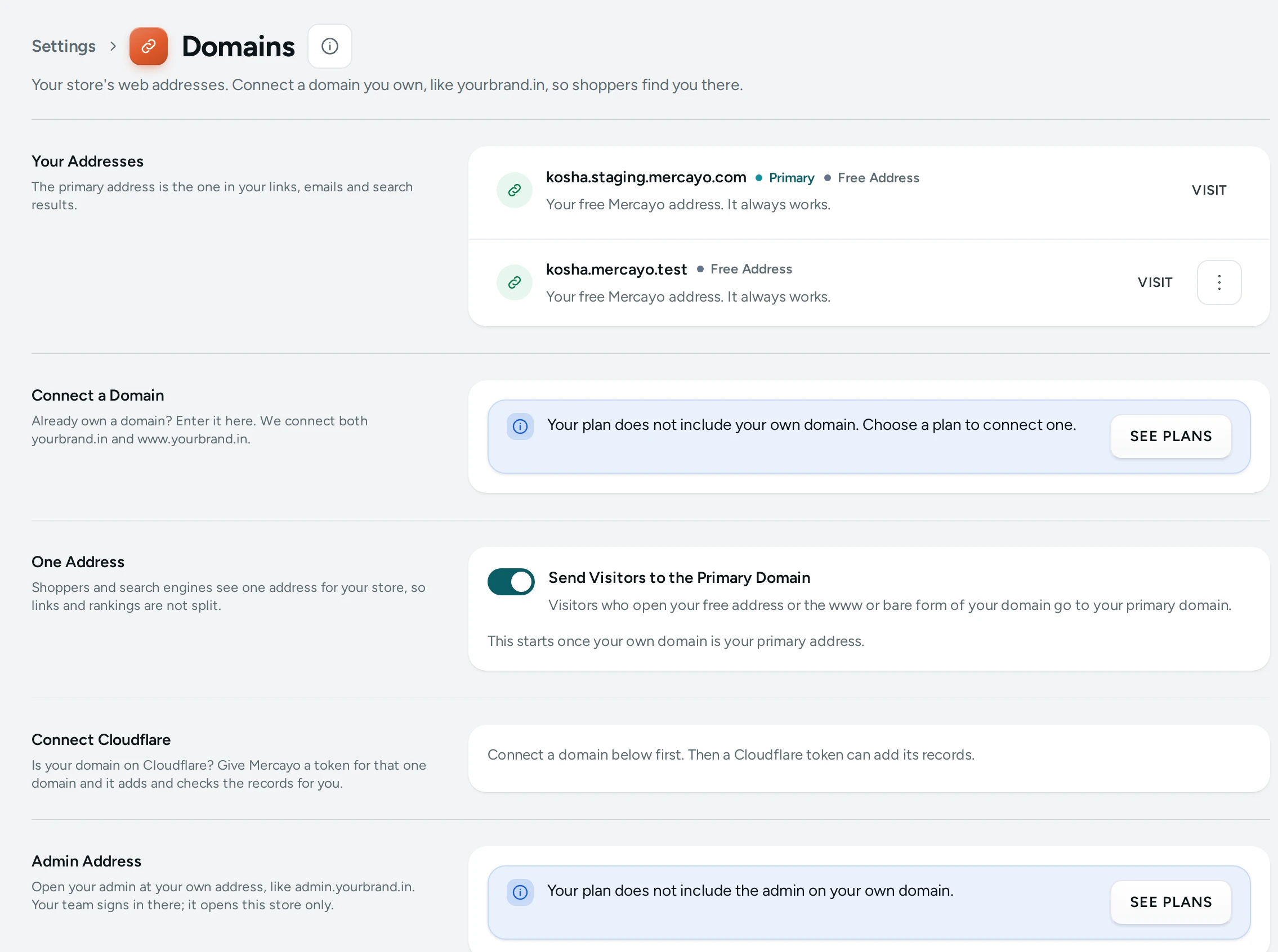 Settings › Domains with a connected domain