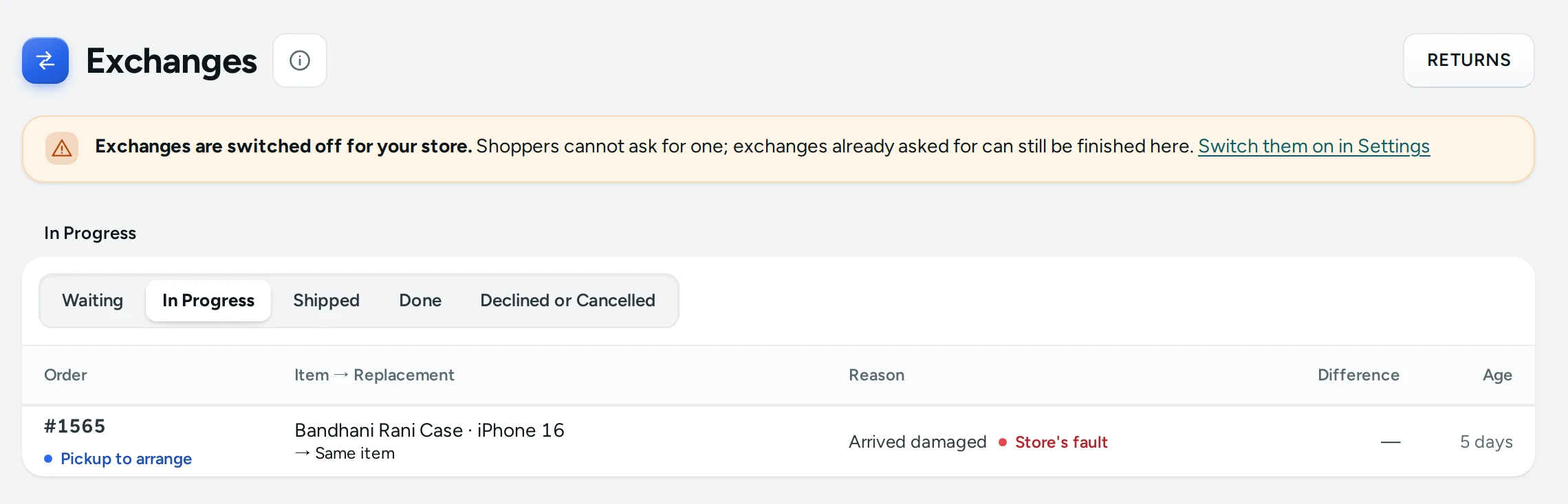 Exchanges in progress on the Kosha demo store