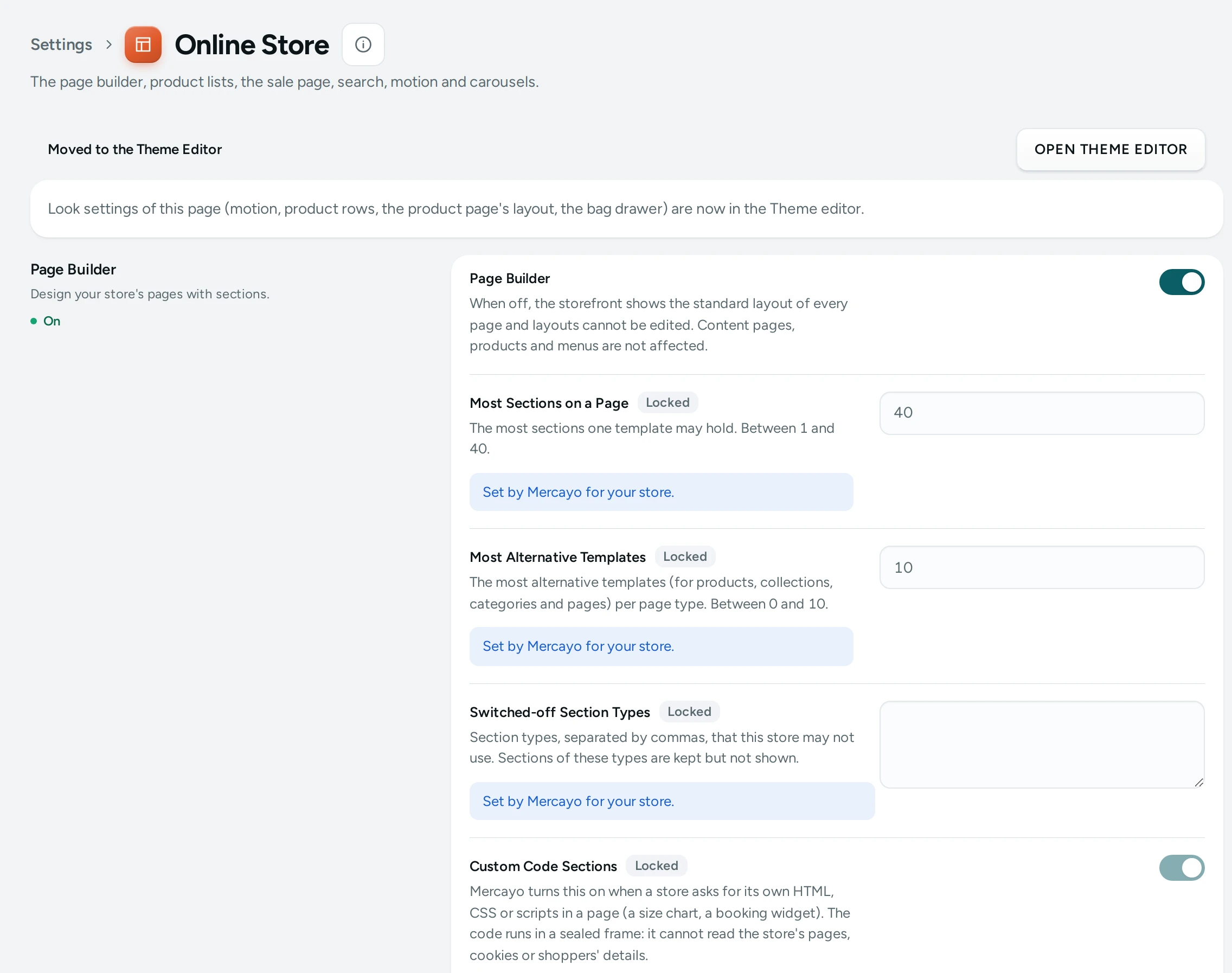 Settings › Online Store