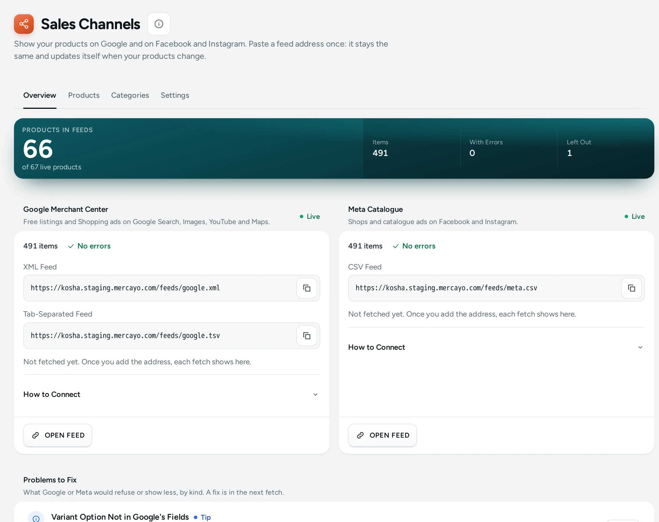 Sales Channels on Kosha