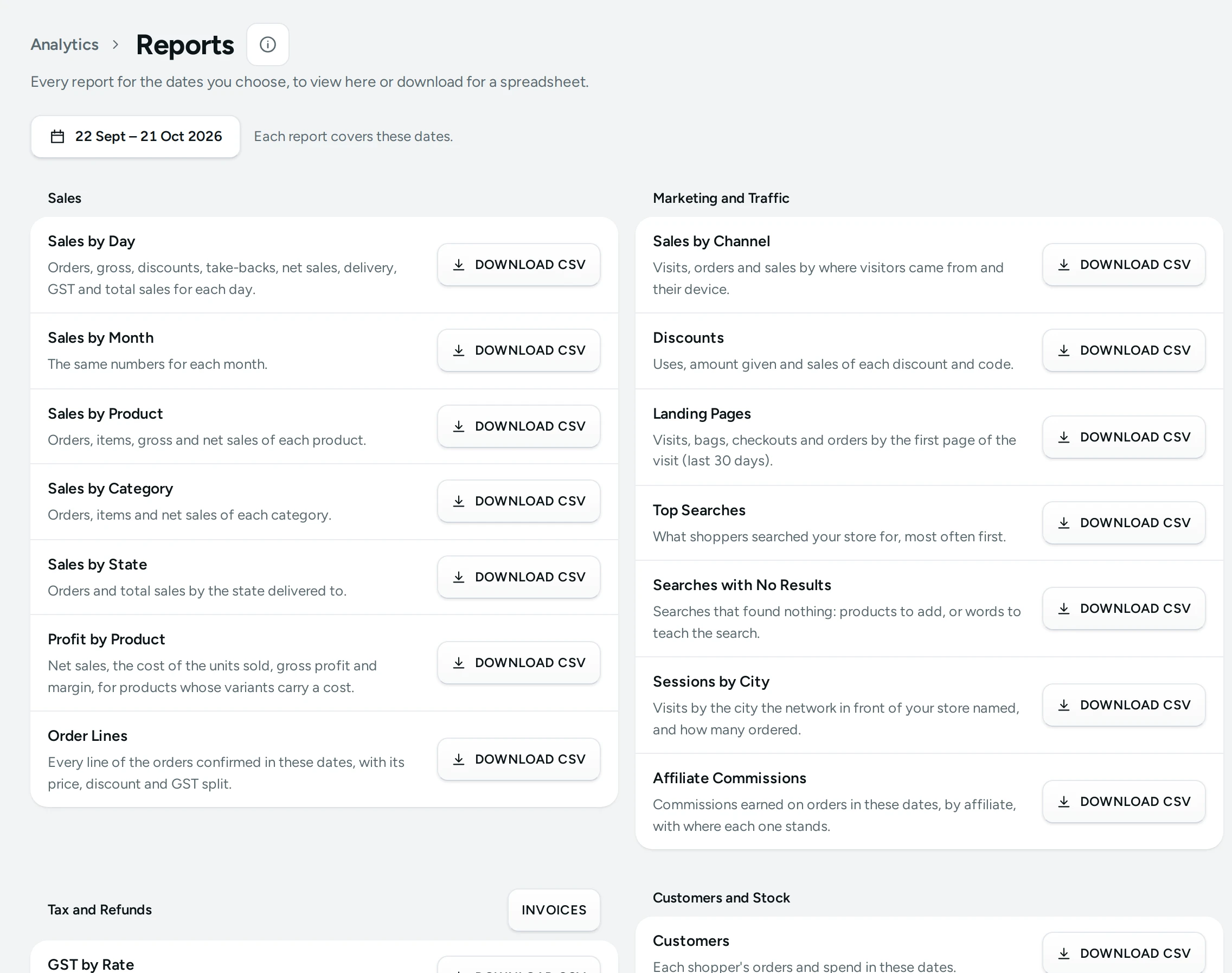 The Reports library on Kosha