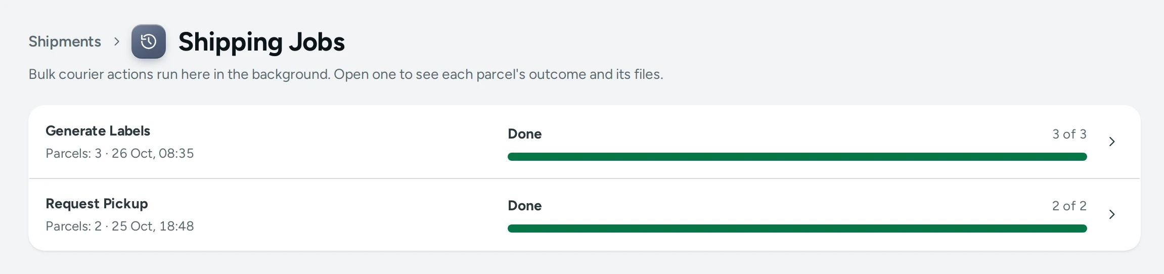 Shipping Jobs on the Kosha demo store