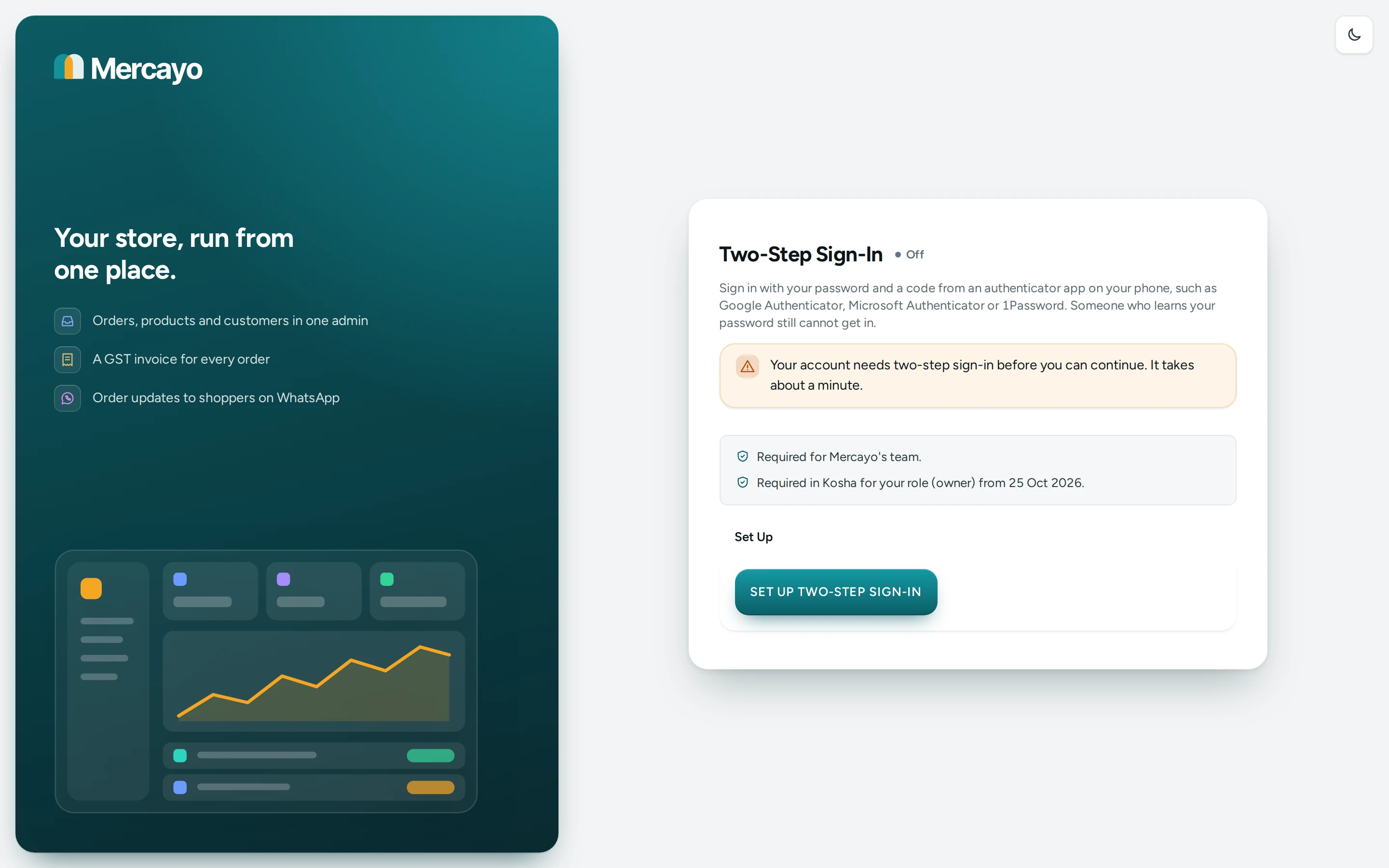 The Two-Step Sign-In page