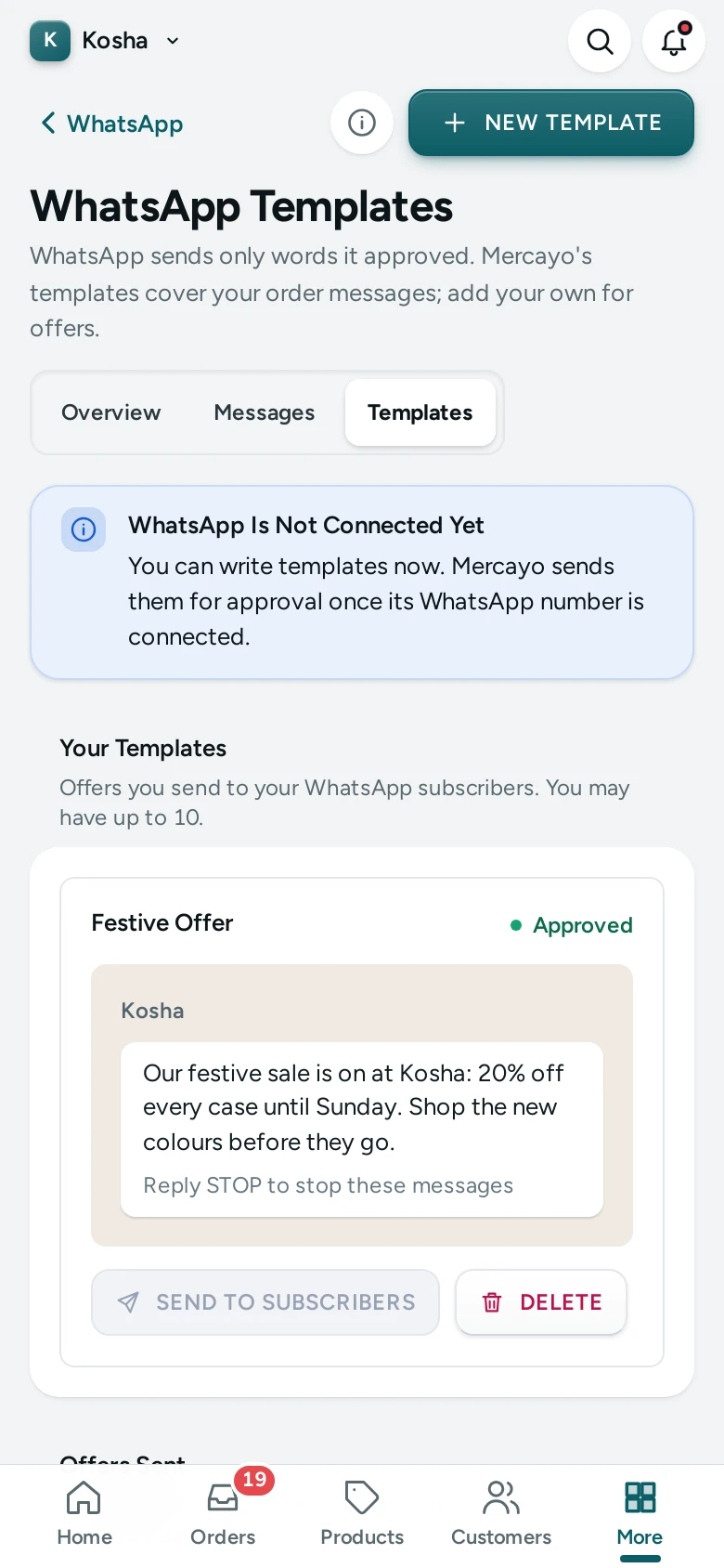 WhatsApp Templates on a phone