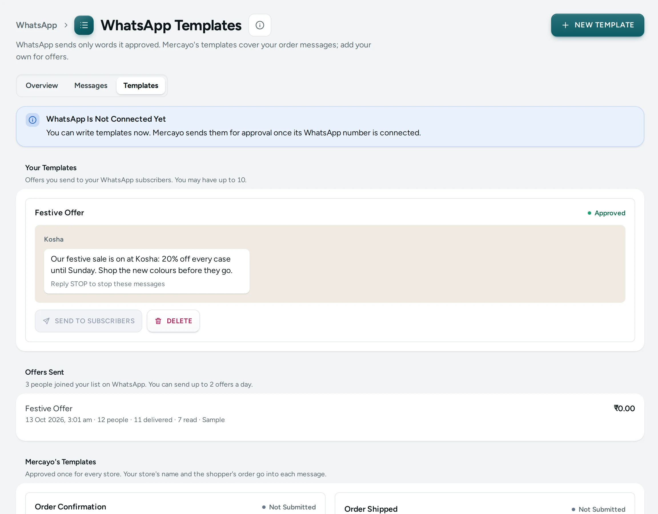 WhatsApp Templates on Kosha