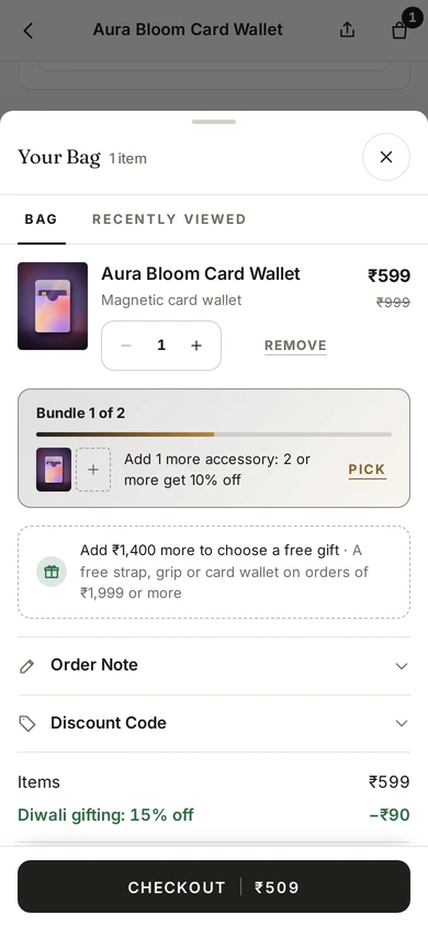 The bag, with offers worked out