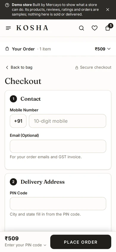 Checkout on a phone, mobile number first