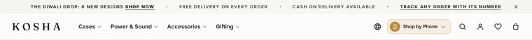 Closable: the announcement bar layout on the Kosha demo store