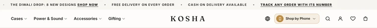 Centred Logo: the header layout on the Kosha demo store