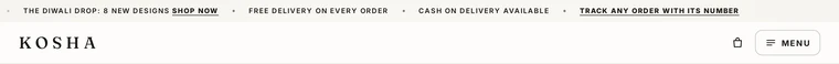 Minimal: the header layout on the Kosha demo store